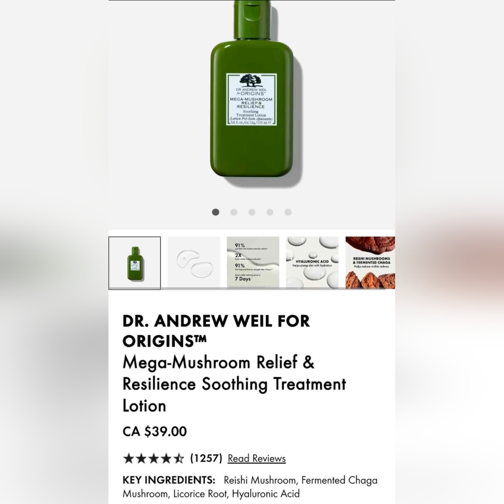 Dr Andrew Weil For Origins Mega Mushroom Relief Lotion
